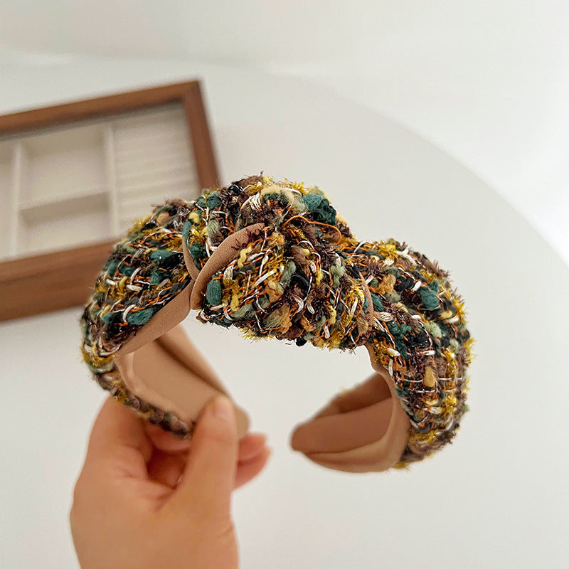 Classic Style Dark Coffee Wool Knot In The Middle Headband