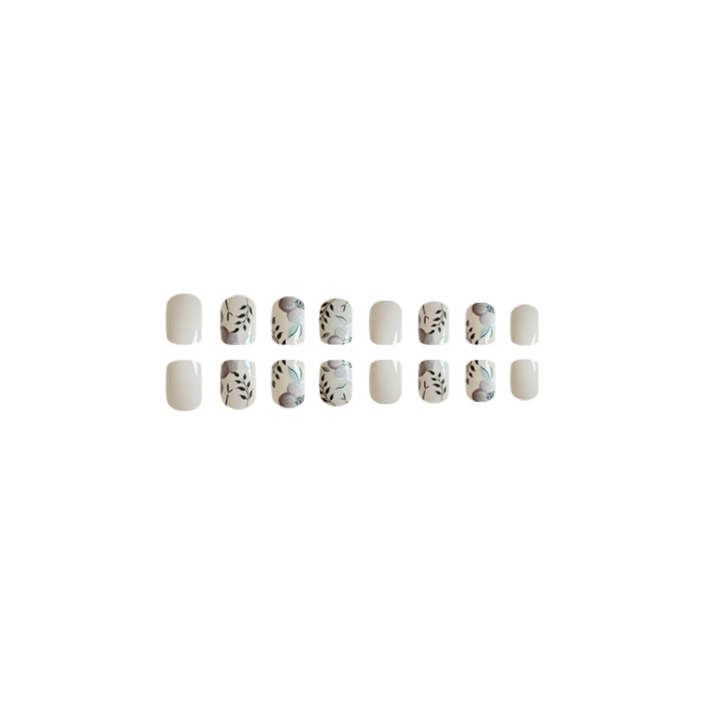 Flower And Green Leaf Style Nail Stickers