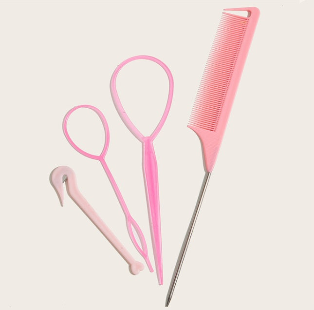 Hair Braiding Tools Comb Set Hairdressing Tress Device Hair Puller Pin Four-piece Set Household Modeling Tail Comb New