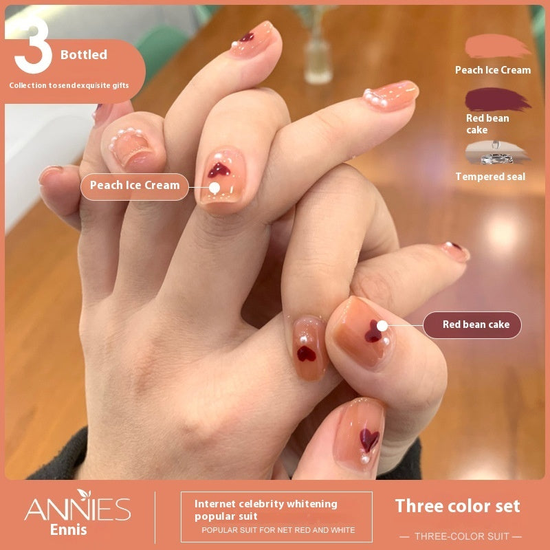 Annies Ennis Women's Three-color New Ice Jelly Nude Color Gel Nail Polish Suit