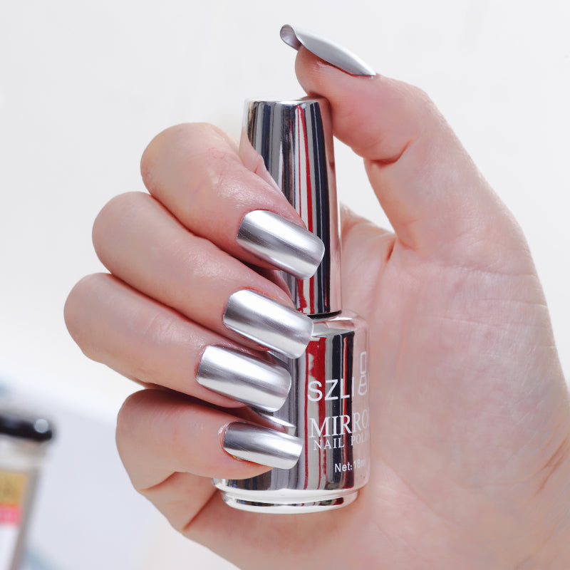 SZLIAN Mirror silver nail polish metal color stainless steel