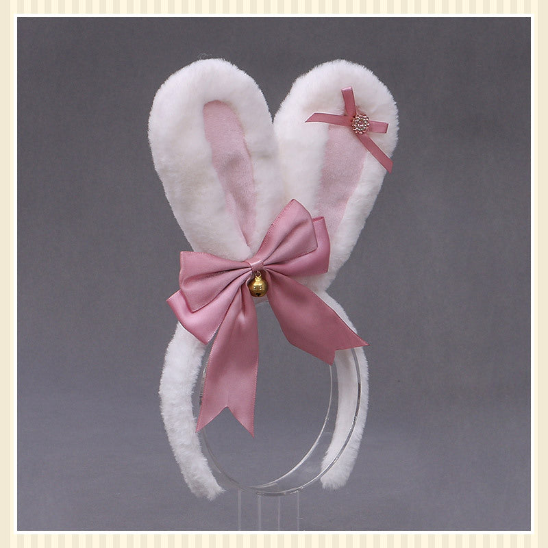 Lolita Animal Ears Accessories Diamond Bowknot Plush Rabbit Ears Headband