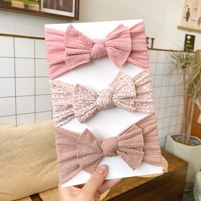 European And American Soft Jacquard Wide Bow Elastic Headband