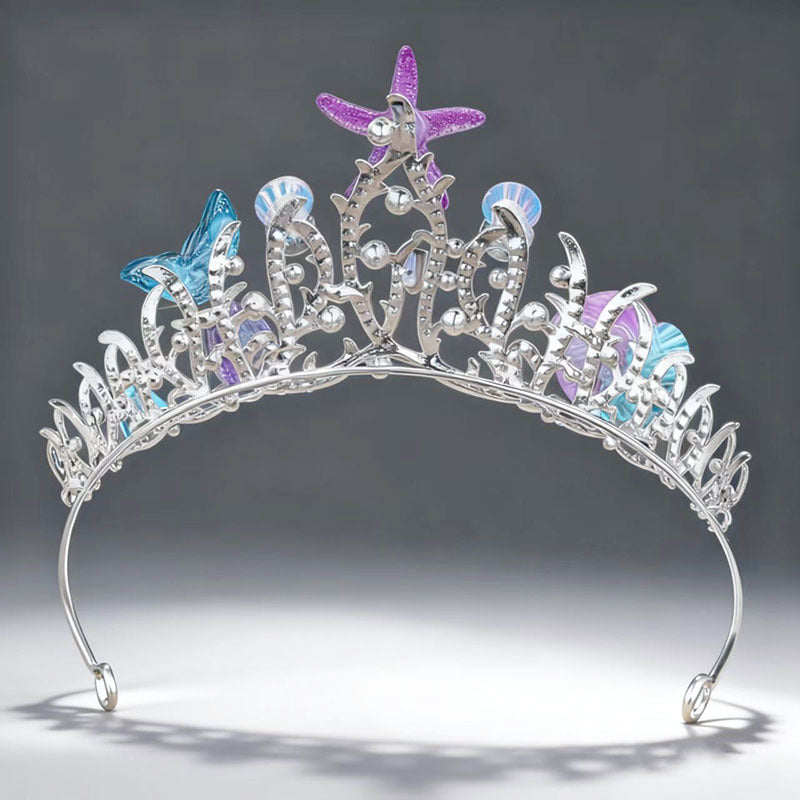 Handmade Starfish Crown With Fish Tail And Shells For Kids Headwear