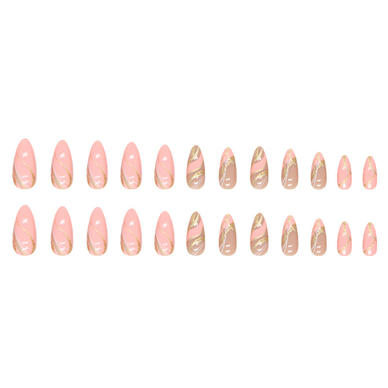 Girl's Corrugated Almond Nail Flashing Glitter Wearing Nail