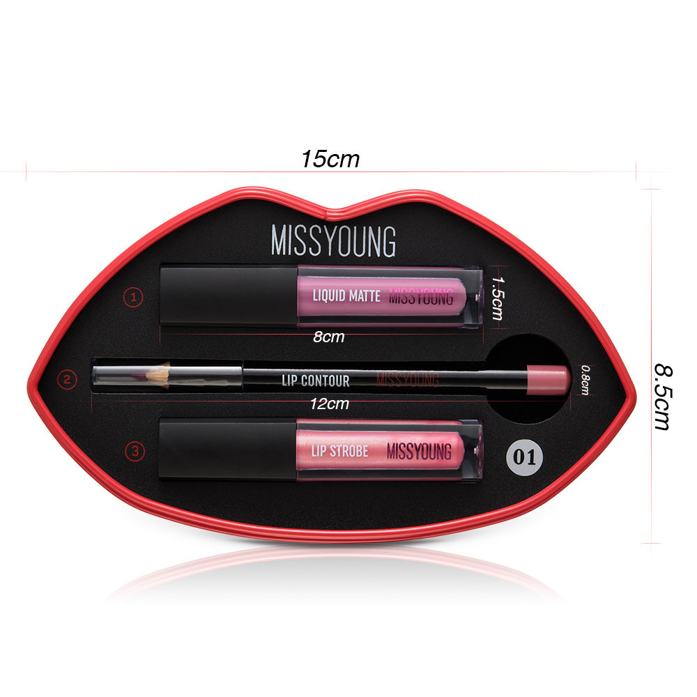 Women's Matte Pearly Lip Gloss Lipstick Pen Set