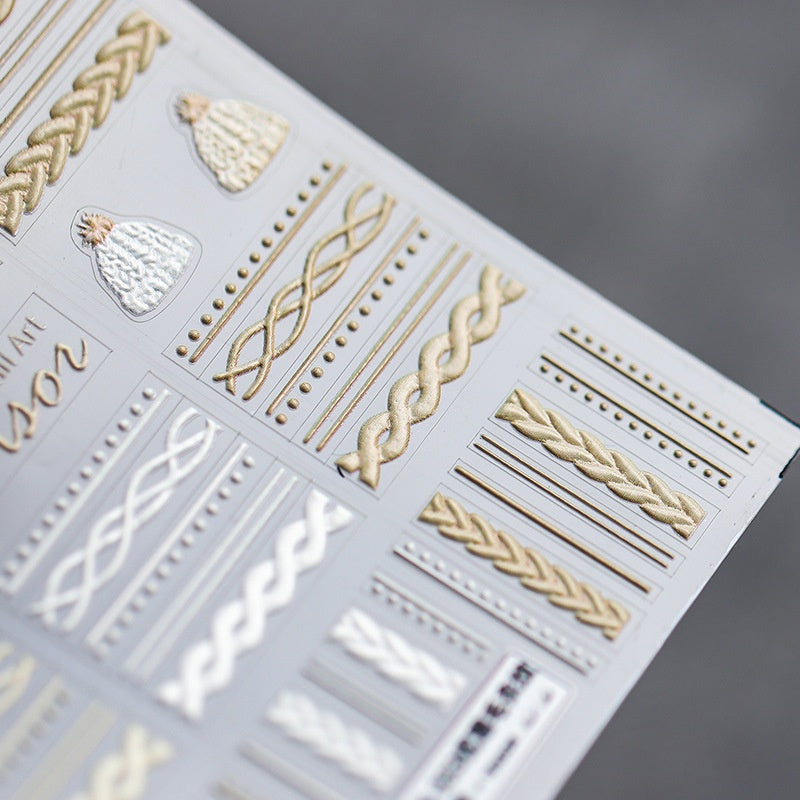 Frosted Transparent Embossed Sweater Pattern Nail Sticker
