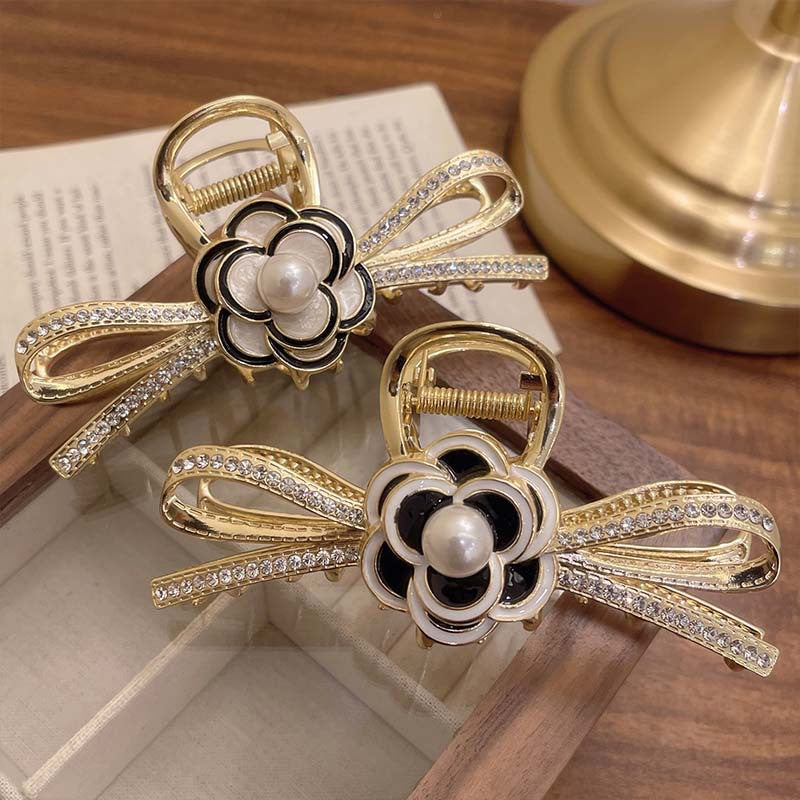 Pearl And Diamond Butterfly Grab Clip Delicate Oil Drops