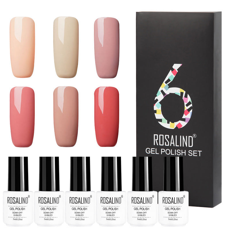 Rosalind 6 Colors Set Solid Color Gel Polish Set Nail Polish Gift Box Manicure