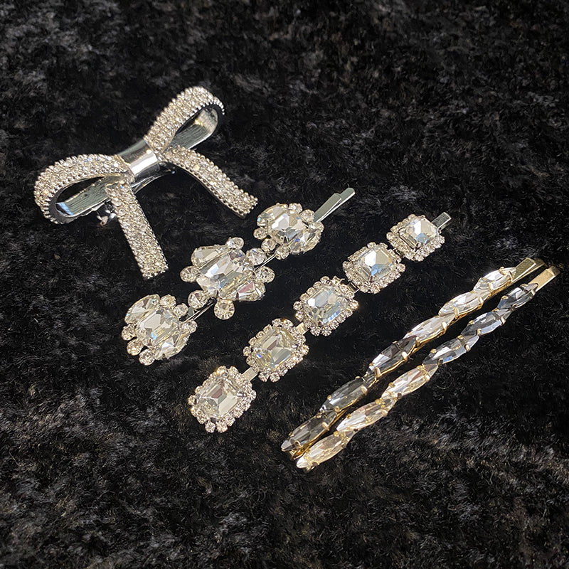 Rhinestone One-word Hairpin Side Chuck Clip