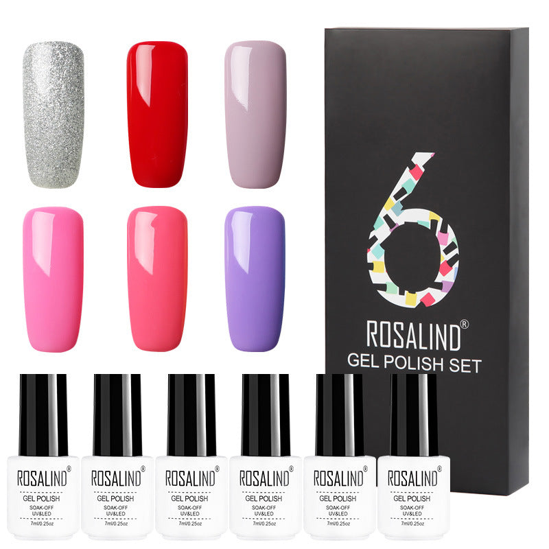 Rosalind 6 Colors Set Solid Color Gel Polish Set Nail Polish Gift Box Manicure