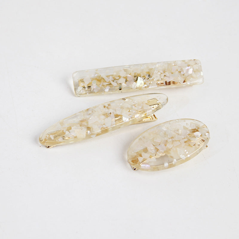 Japanese ins wind hairpin hair accessories magic color shell water droplets rectangular bangs word side clip hairpin hair accessories Korean version
