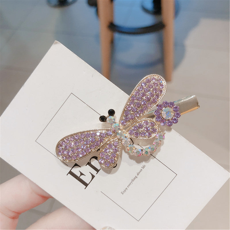 Purple flashing diamond girl full of diamond hair clips
