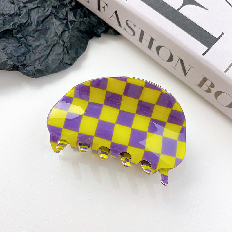 PVC Fashion Black And White Checkerboard Grip Clip Women