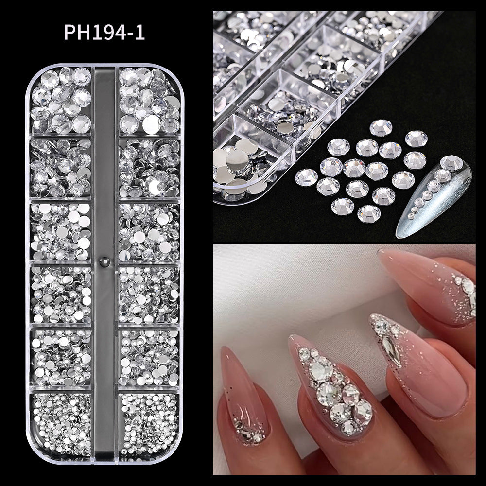 Plaid Nail Beauty Flat Bottom Rhinestone