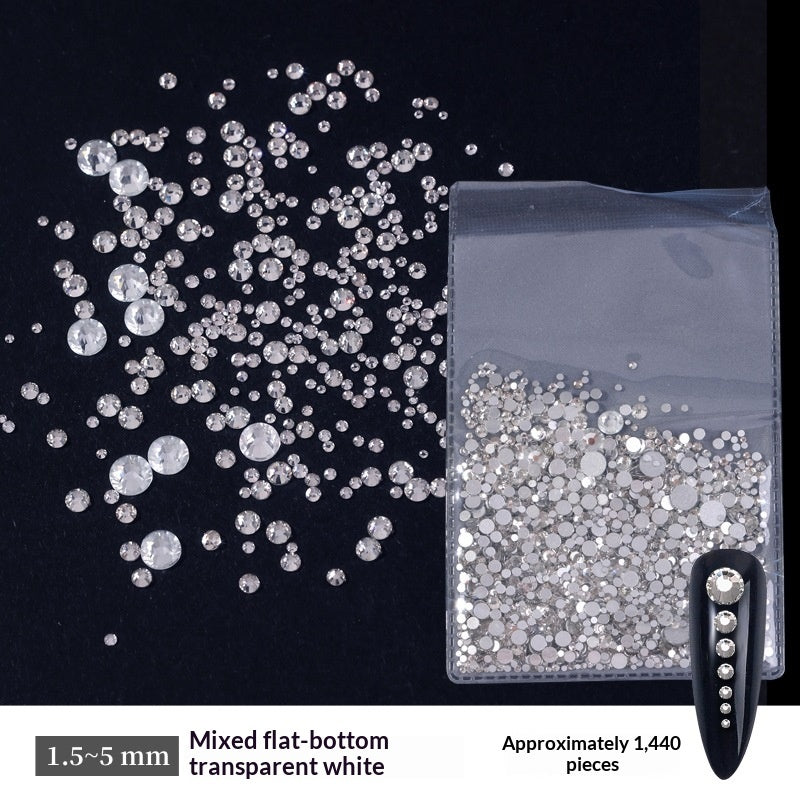 Transparent Flat-bottomed Small Round Rhinestones For Dazzling Nail Art