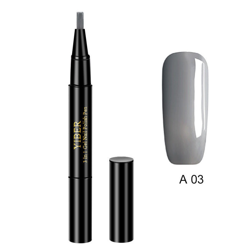 Yiber 5pcs Nail Polish Pen 3 In 1 One Step Glue Pen Multicolor