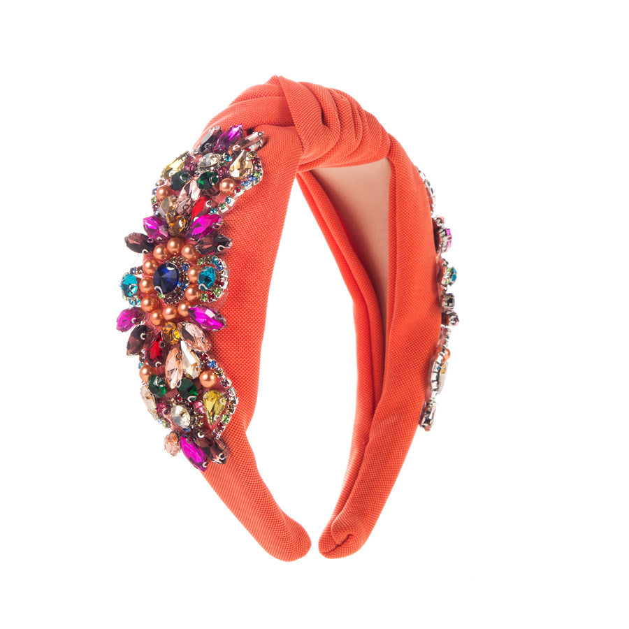 Fashion Baroque Heavy Industry Inlaid Glass Drill Pearl Headband