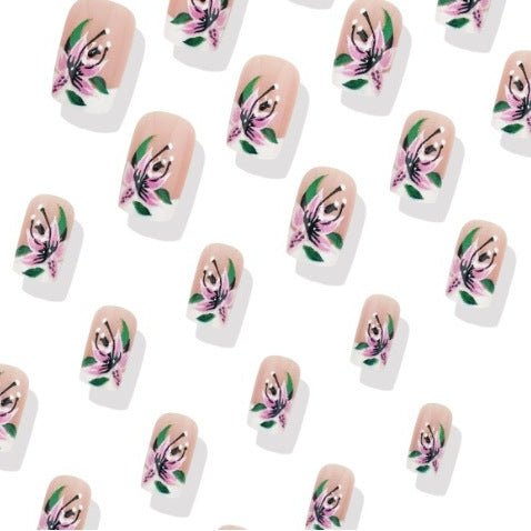 Pastoral Style Nail White French Perfume Lily Wear Nail