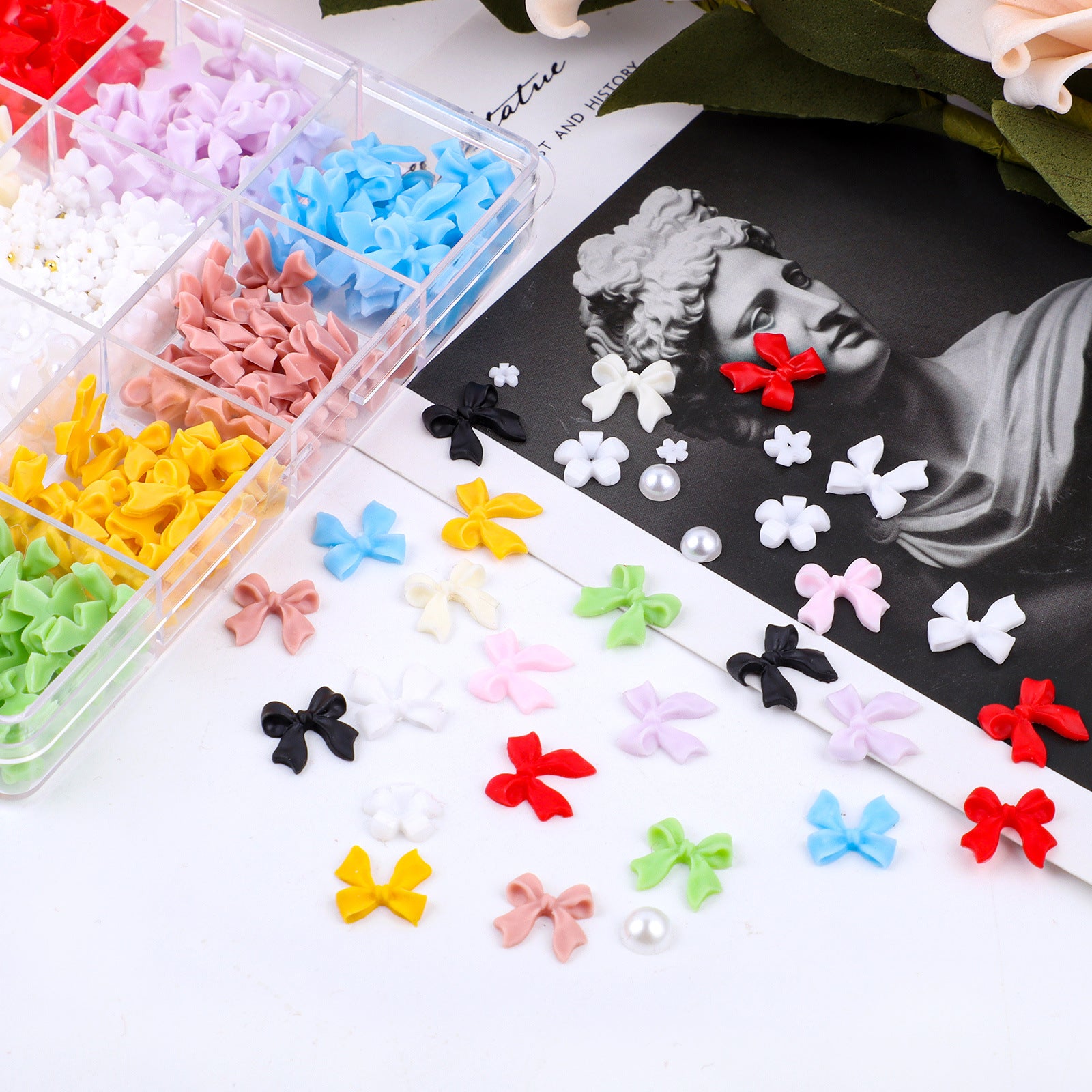 Ribbon Bow Tie Christmas Resin Bow Nail Ornament Mixed Set Box