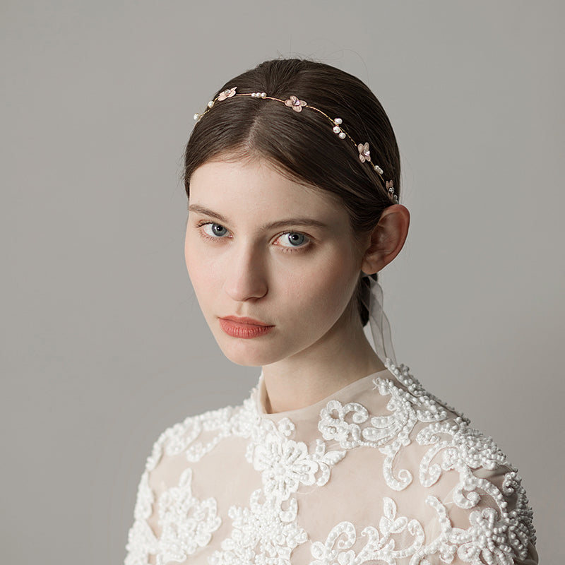 Simple Beaded Flower Bridal Headband Headdress