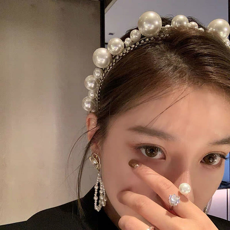 Vintage Sweet White Pearl Hairpin Headband