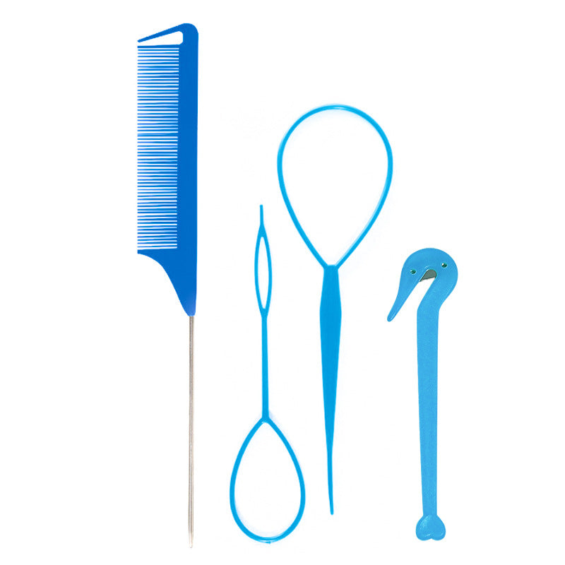 Hair Braiding Tools Comb Set Hairdressing Tress Device Hair Puller Pin Four-piece Set Household Modeling Tail Comb New