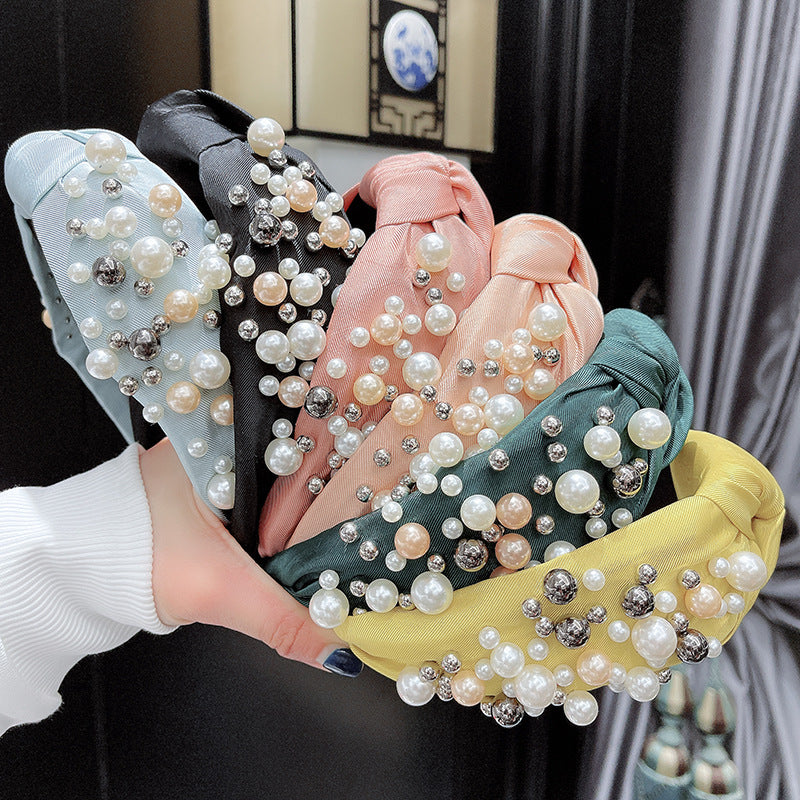 Ladies Fashion Personality Pearl Headband Multicolor