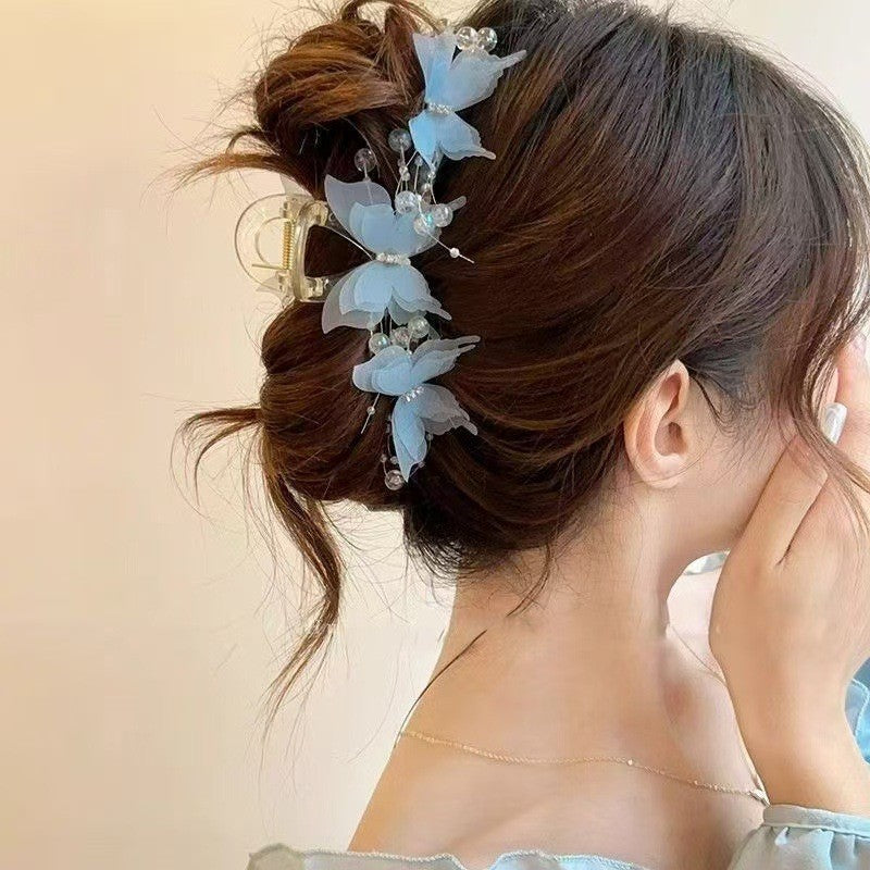 Ultra-fairy Sheer White Lively Butterfly Hair Clip