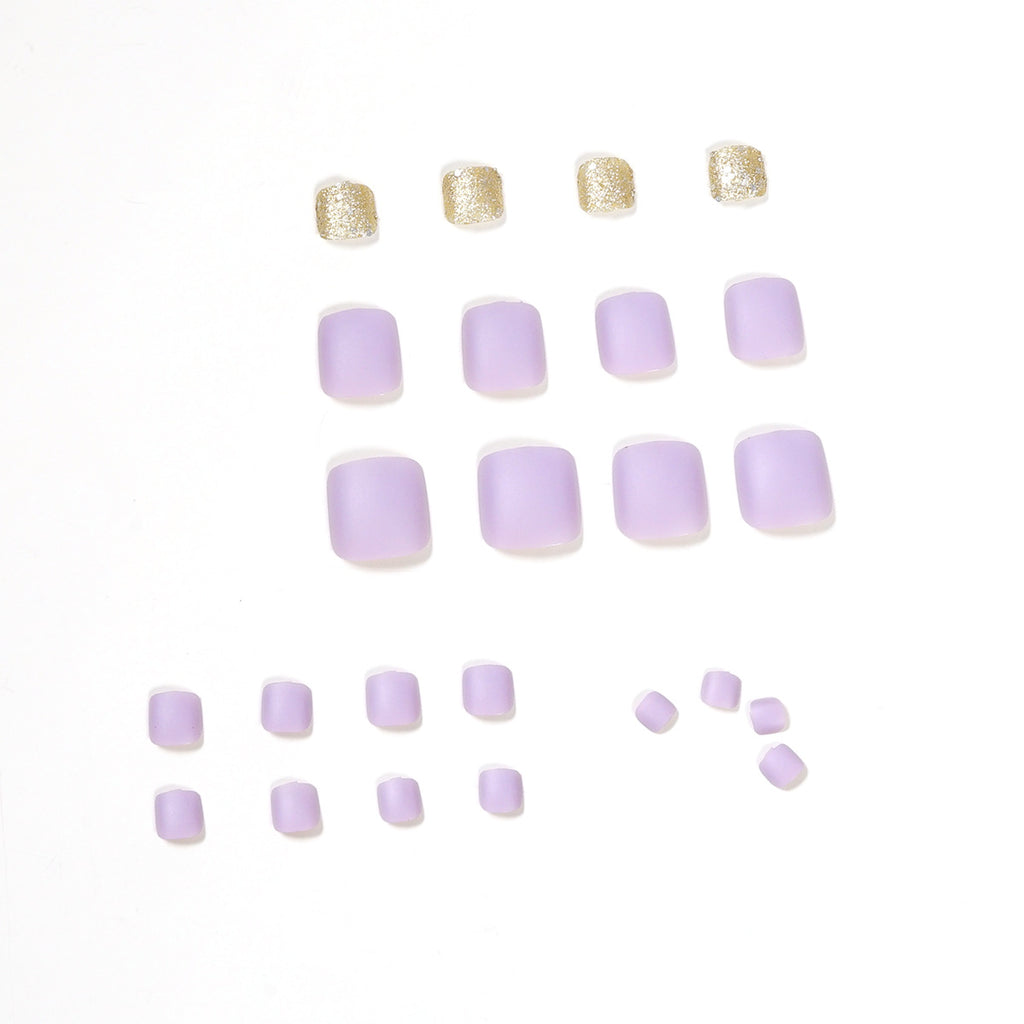 Summer Taro Purple Glitter Toenail Wear Finished Nail Beauty Feet Fake Nails Removable Nail Tip