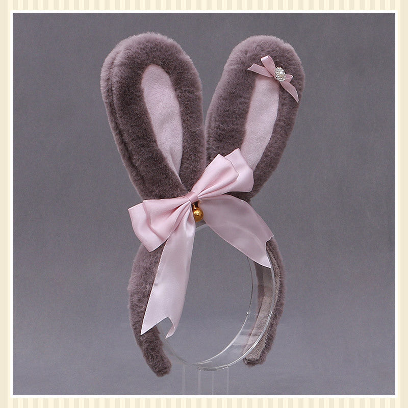 Lolita Animal Ears Accessories Diamond Bowknot Plush Rabbit Ears Headband