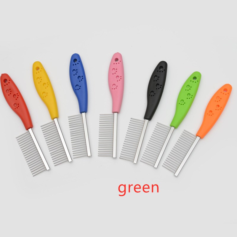Pet candy color soft handle stainless steel comb