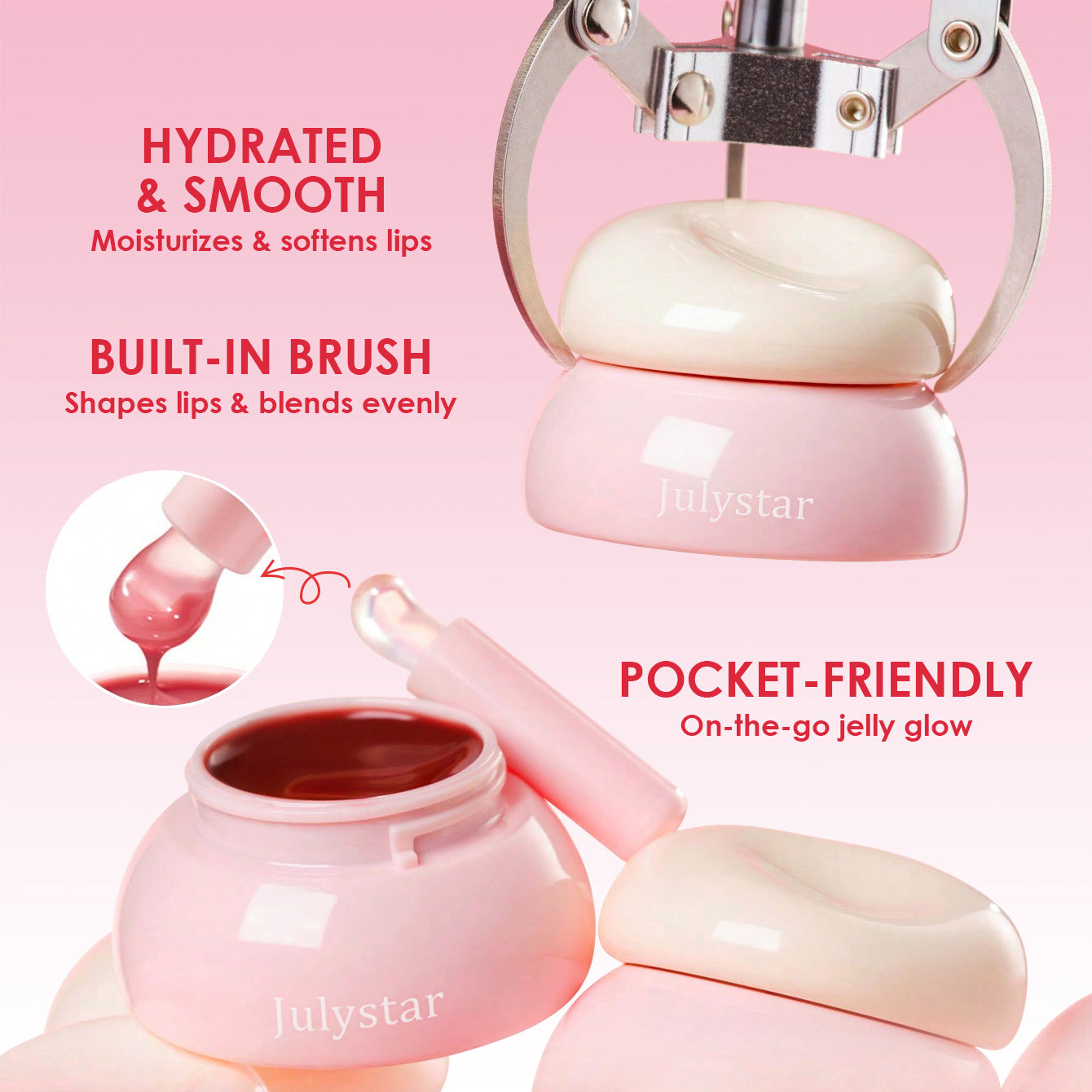 Women's Solid Mirror Shiny Jelly Lip Gloss