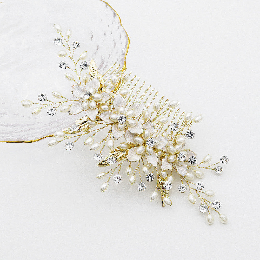 Flowers and leaves in hair ornaments