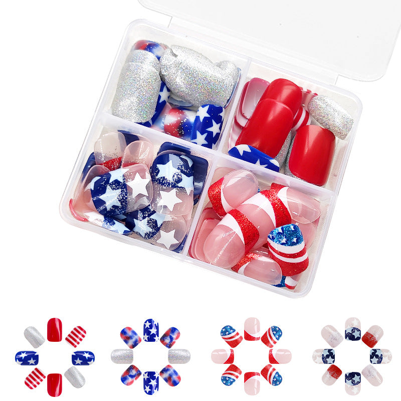Wear Nail Finished American Five-pointed Star Independence Day Combination