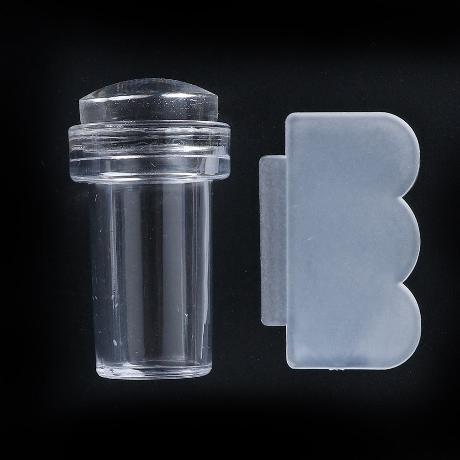 Nail Stamp Tool Small Head Silicone Nail Steel Plate Template Seal Scraper For Transfer Printing