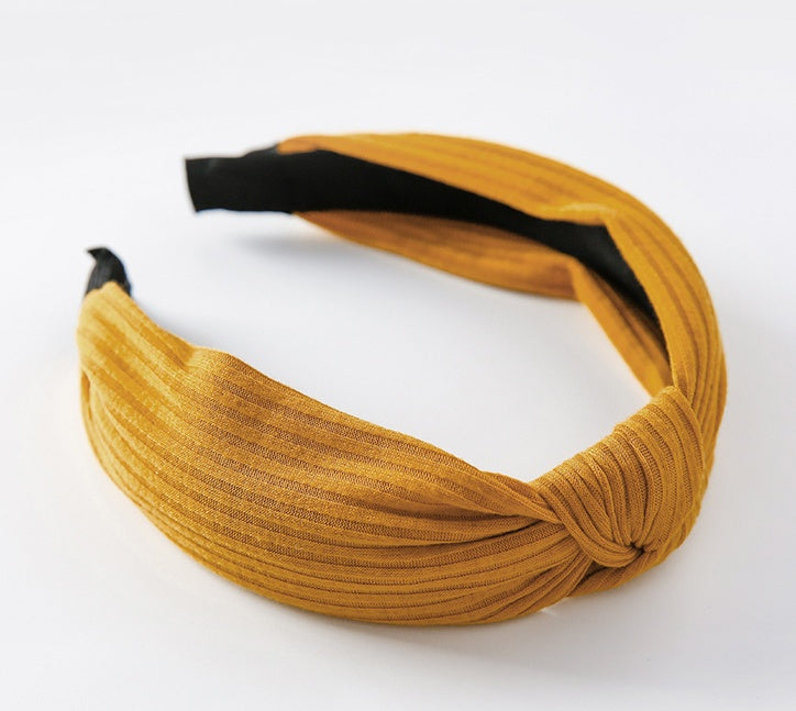 Simple solid color knit knotted wide-brimmed vintage headband versatile hair accessories
