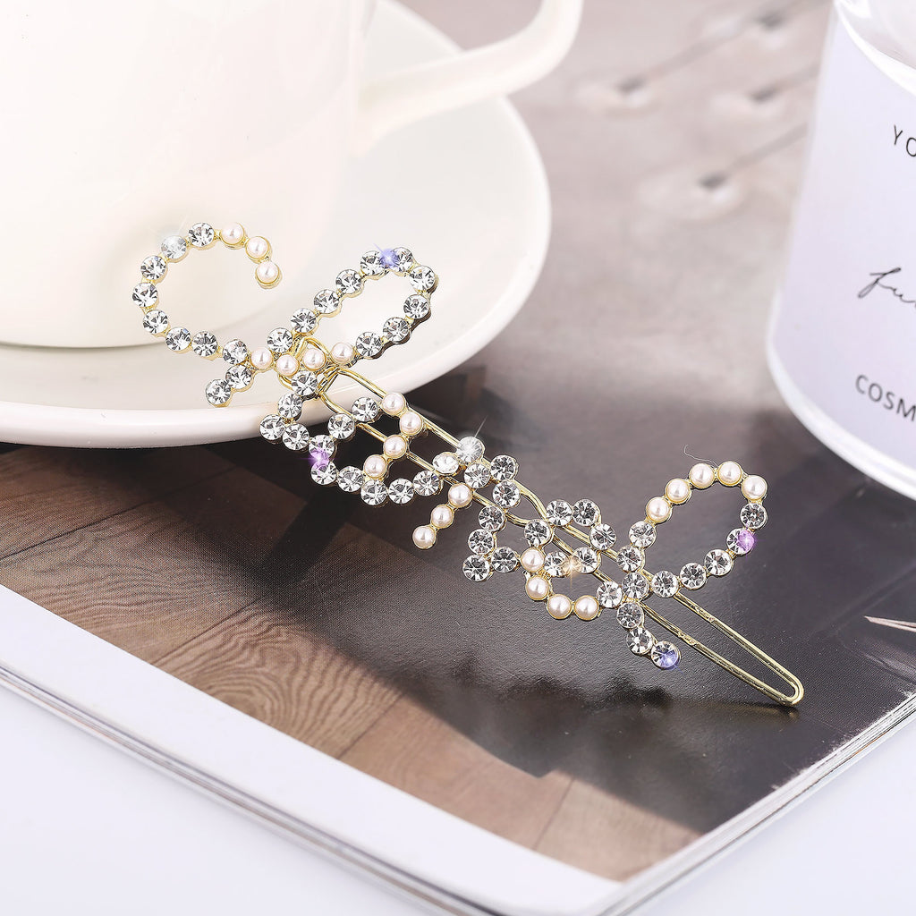 Small Fragrance Letter Pearl Rhinestone Frog Clip