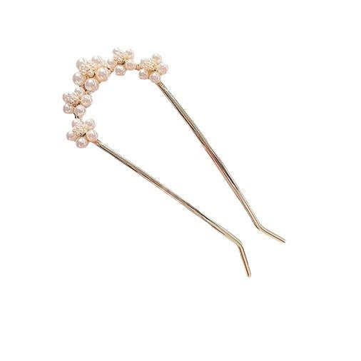 New Chinese Elegant Pearl Butterfly U-shaped Hair Pin Advanced Back Head Updo