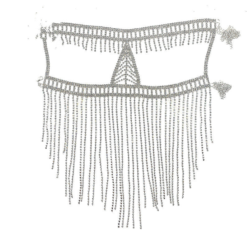 Exaggerated Long Fringed Rhinestone Head Facing Chain Women