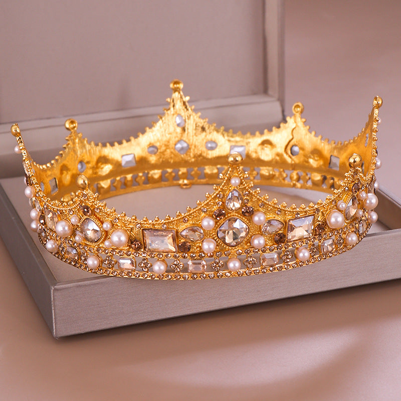Crown headdress full circle diamond pearl New Retro