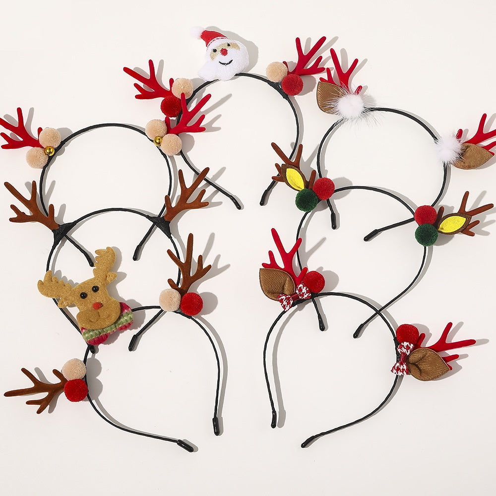 New Christmas Headband Red And Green Hair Ball Bell Headband