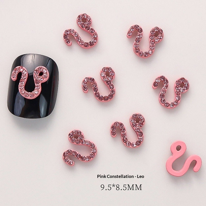 12-Zodiac Sign Nail Art Decorations 10-Piece Set Trendy 3D Nail Tips Featuring Aries Leo And Pisces