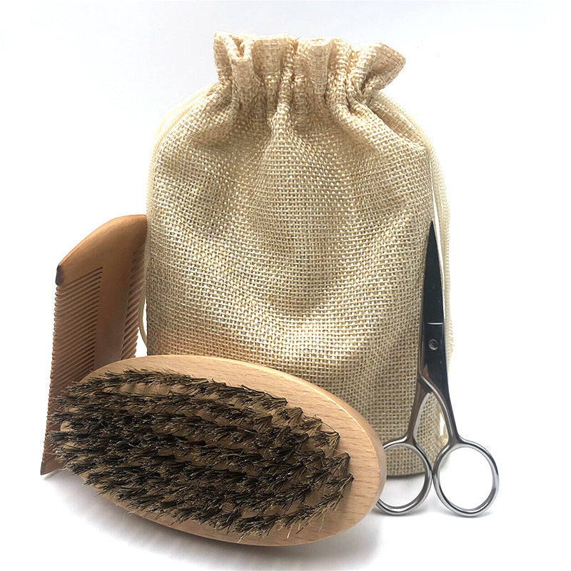 Men's Beard Trimming Cleaning Scissors Comb Suit