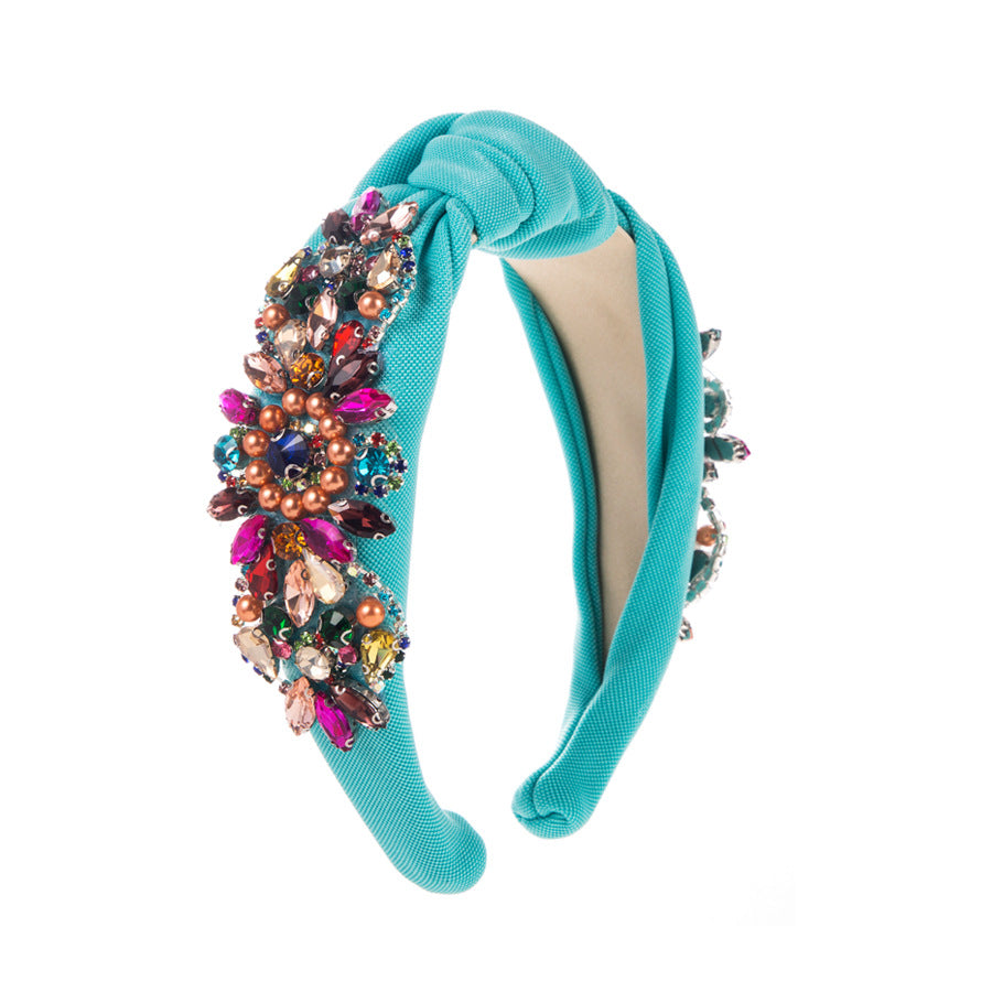 Fashion Baroque Heavy Industry Inlaid Glass Drill Pearl Headband