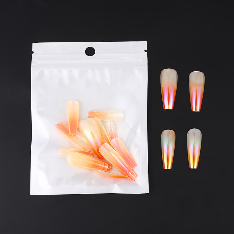 Malibu Girl's 24-piece Bagged Long Ballet Nail Dazzling Aurora Two-tone Gradient Wear Nail Polish Fake Nail Tip