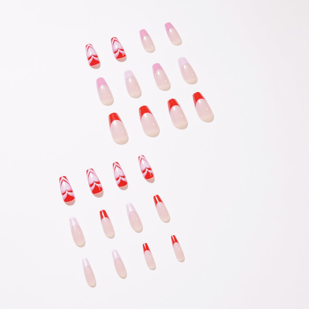 French Peach Heart Wear Finished Nail Beauty Removable Nail Tip