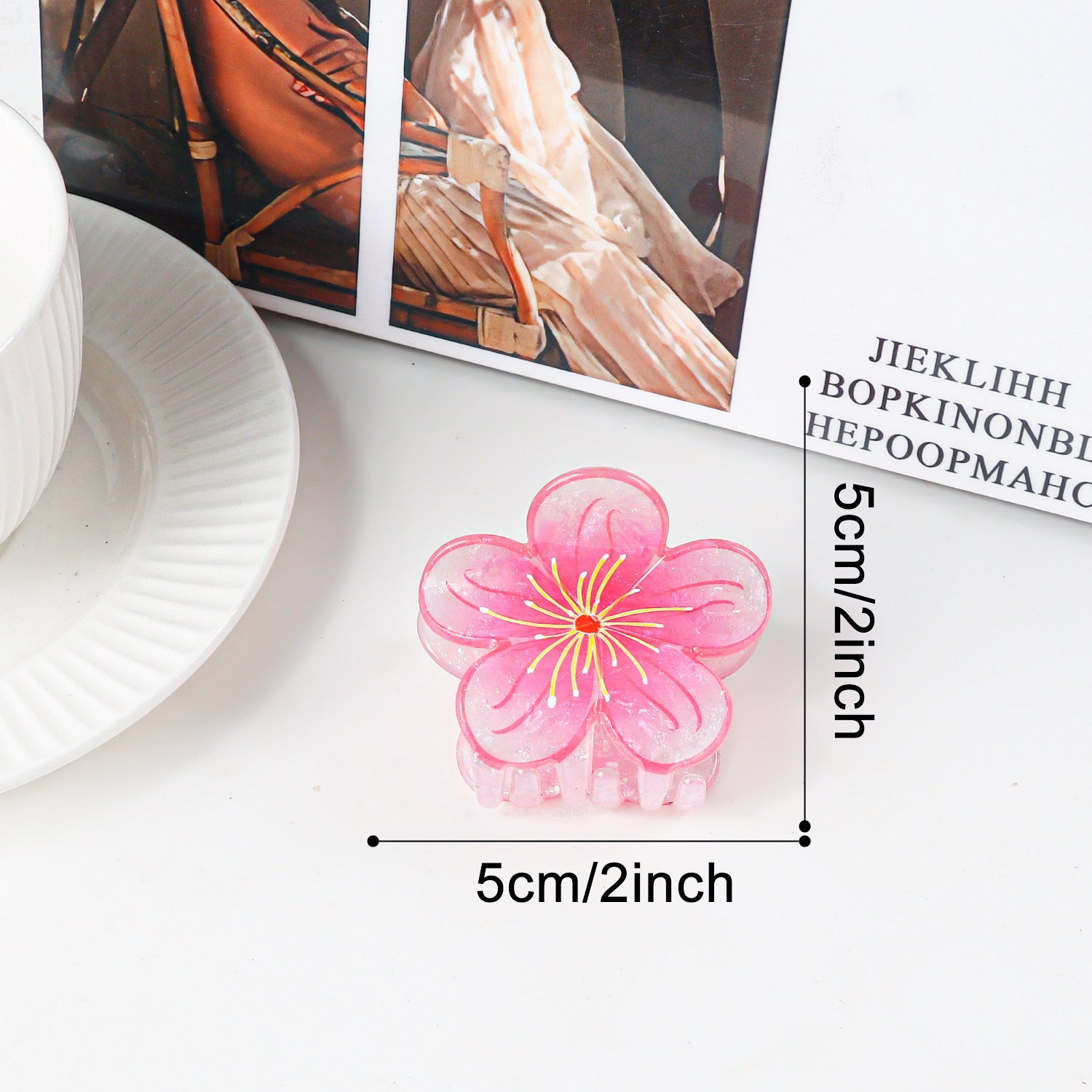 Sweet Plum Blossom Fairy Style Floral Updo Shark Clip All Match Women Hair Clip