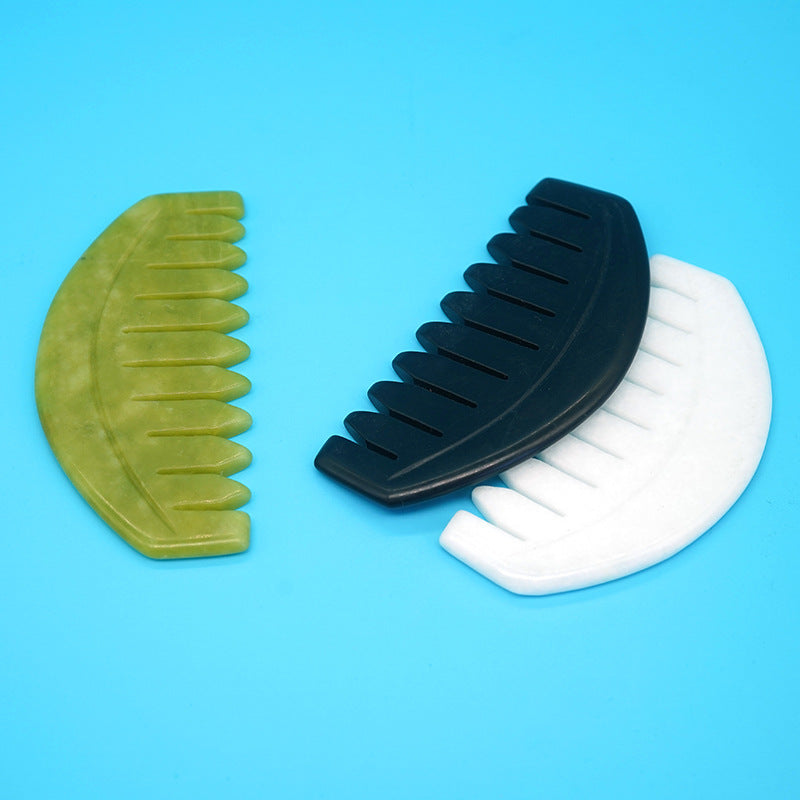 Dual-purpose Scraping Scalp Meridian Portable Head Massage Jade Comb