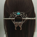 Retro Nordic Moon Stone Butterfly Hairpin